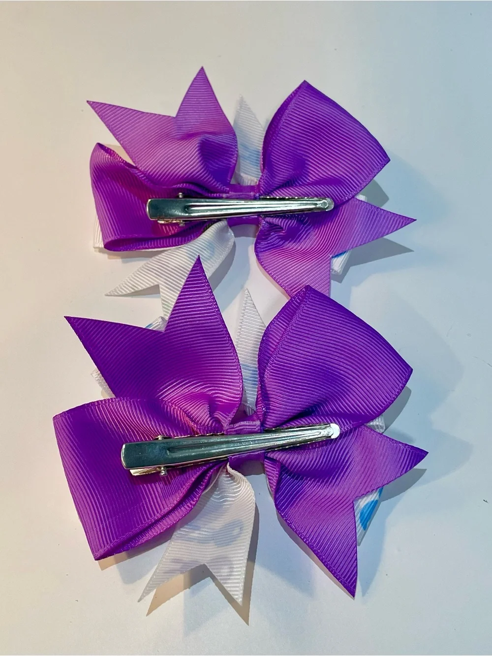 Bundle of 4 hair bows- blue, teal/aquamarine, Easter/peers